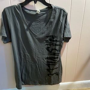 Dark grey “Nashville” v-neck t-shirt. Size XL